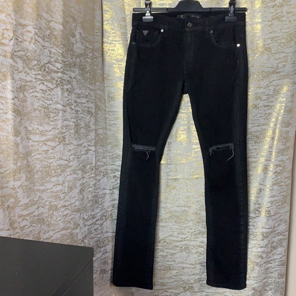 Guess Women’s Black Knee Ripped/Distressed Skinny Jeans Size 30 - Picture 4 of 16